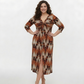 Plus size chinon midi dress with a fluid, non-clingy drape and front slit for ease of movement and comfort