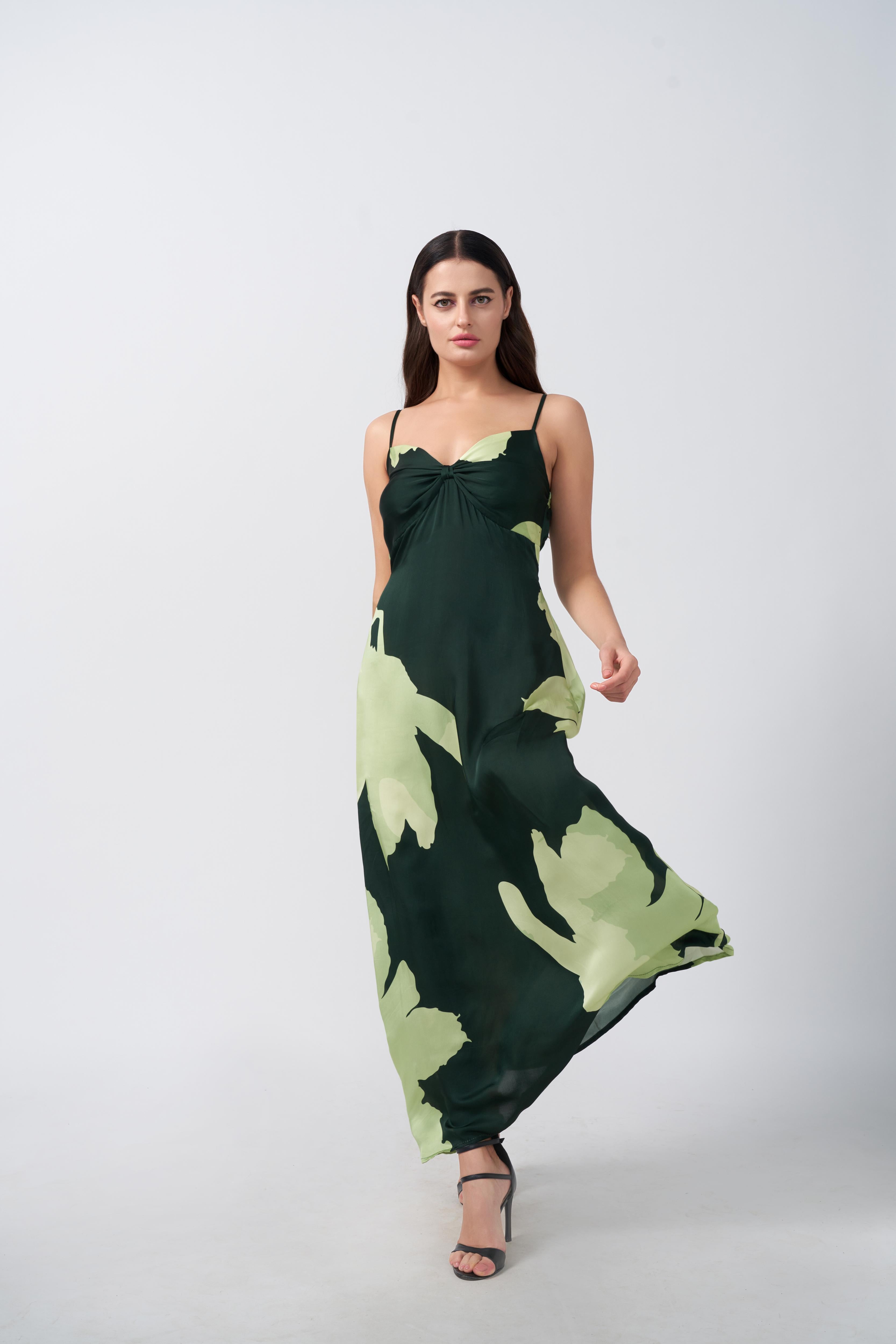 Verdant Allure Ruched Dress