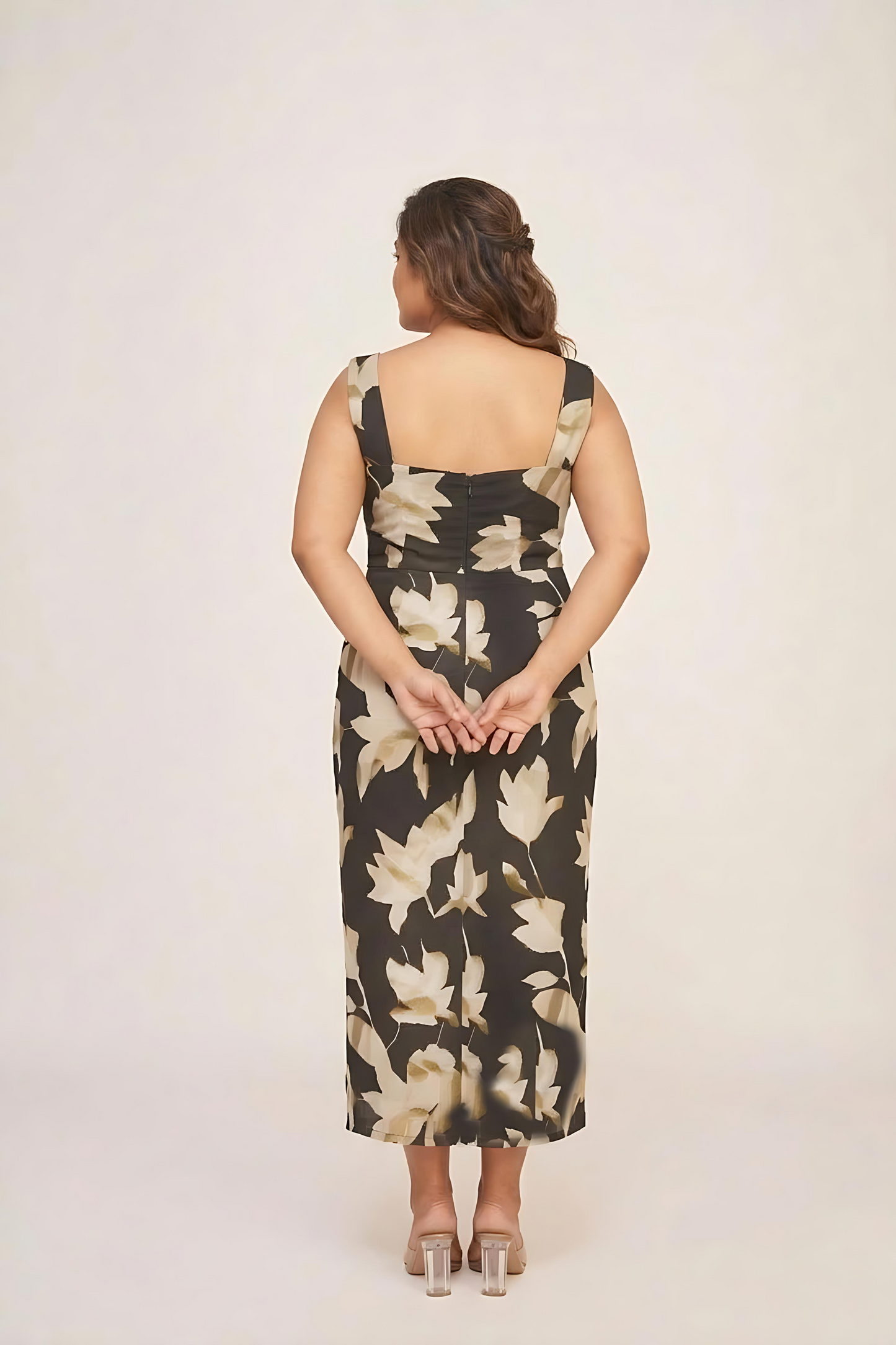Plus size satin dress with a fluid, non-clingy silhouette that drapes smoothly over curves and moves with ease