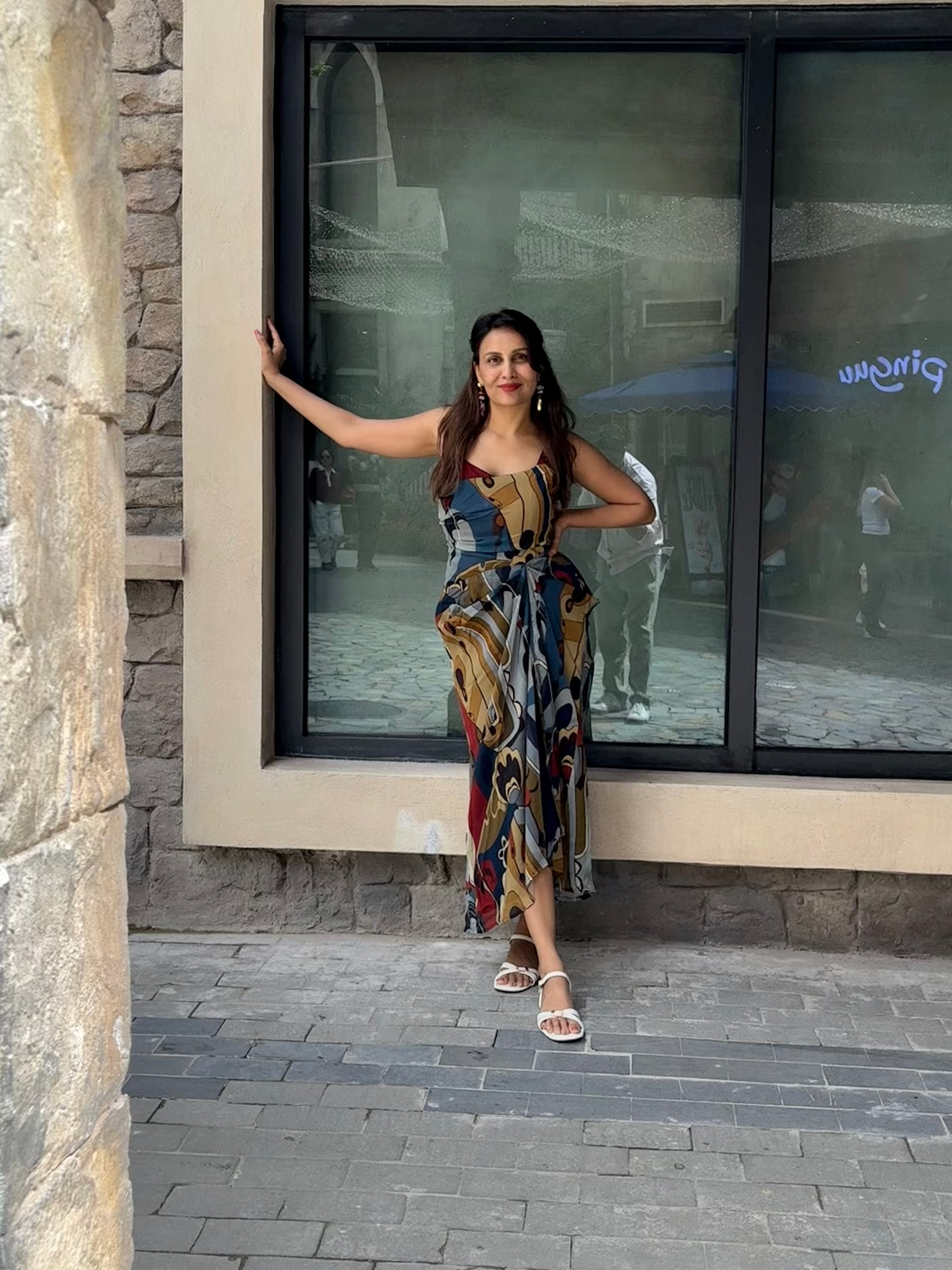 Modern Abstract Slit Midi Dress