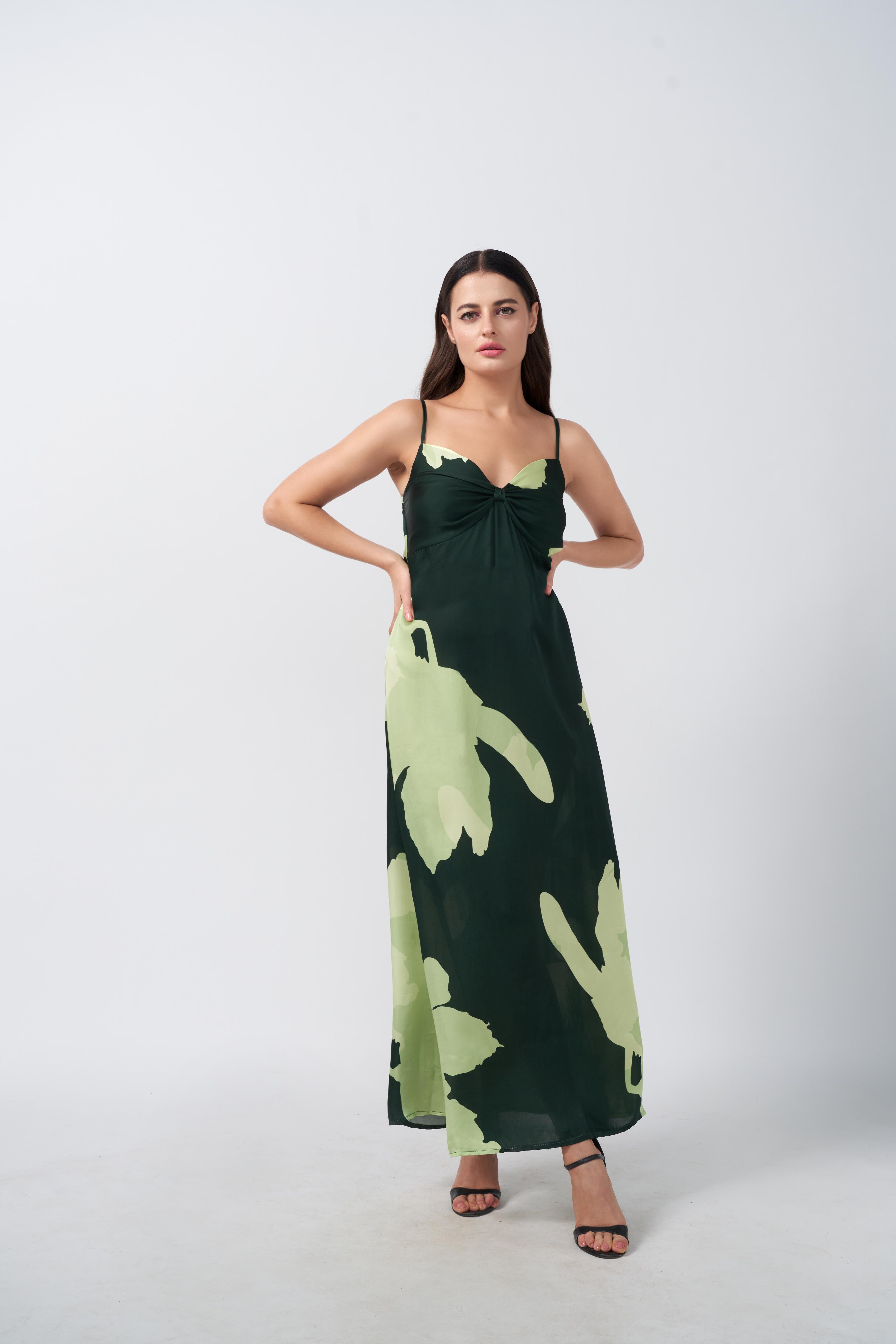 Verdant Allure Ruched Dress