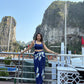 Floral crepe co-ord set styled for evening wear and resort occasions