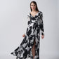 Long-sleeve ankle-length dress crafted in crepe with a refined silhouette