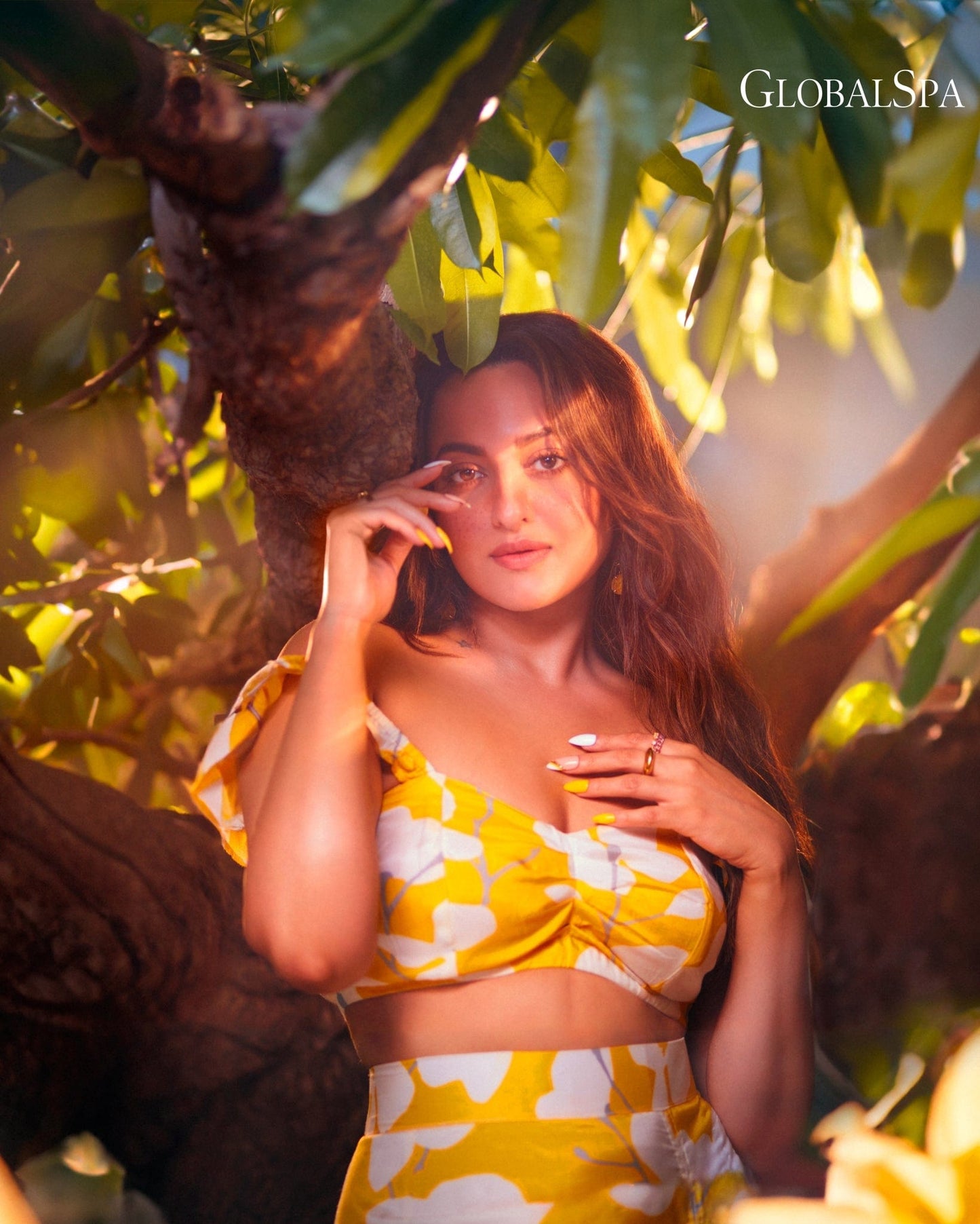 Yellow abstract print muslin co-ord set with a playful yet refined aesthetic