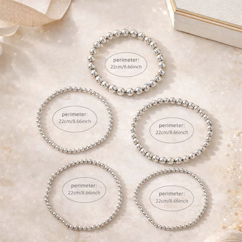 A beautifully coordinated silver beaded anklet set designed to be worn together for a layered statement or individually for a more delicate touch during your tropical getaway.