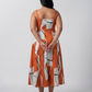 XL abstract print midi dress in cotton satin, perfect for parties, celebrations, and special occasions