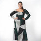 XL abstract print crepe ankle-length dress, ideal for both daytime events and evening occasions