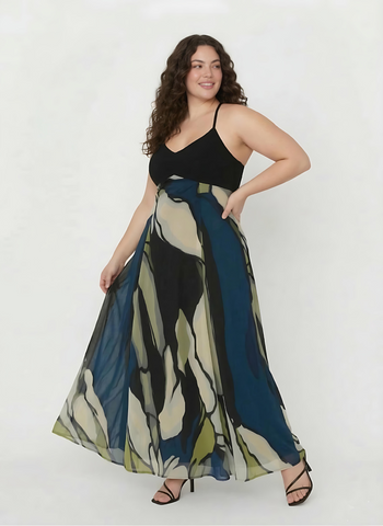 XL floral crepe ankle-length dress, perfect for parties, dinners, and evening plans