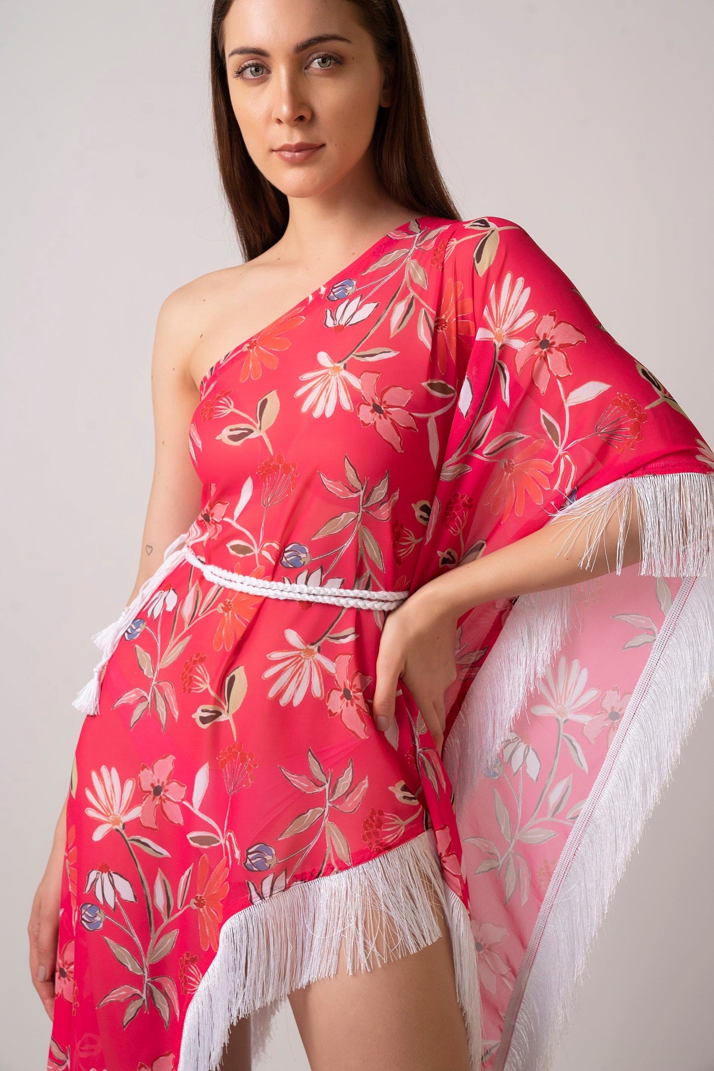 Designer kaftan dress is made of luxurious georgette fabric. It's a perfect resort wear or vacation dress for women