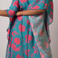 This long women's kaftan dress is crafted from breathable muslin fabric and has floral print. It's a casual resort attire
