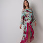 Mid-step dynamic pose with visible fringe detailing and soft flow of fabric, perfect for highlighting movement of the dress.